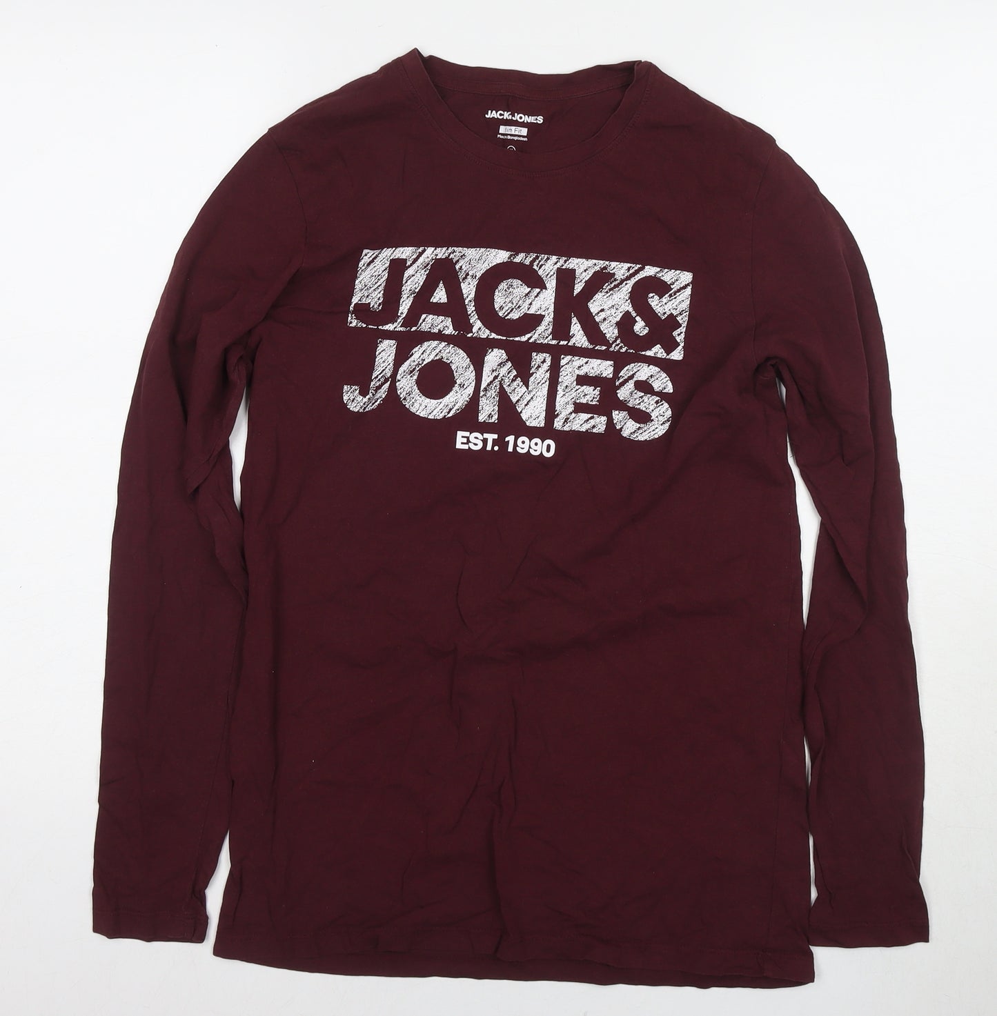 JACK & JONES Mens Red Cotton T-Shirt Size M Round Neck - Logo