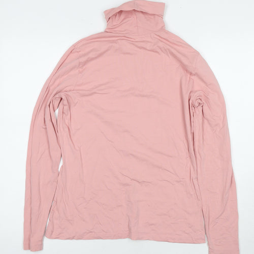 Lands' End Womens Pink Cotton Basic T-Shirt Size M Roll Neck