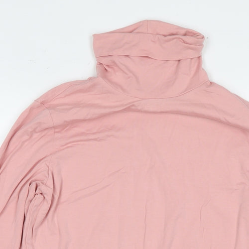 Lands' End Womens Pink Cotton Basic T-Shirt Size M Roll Neck