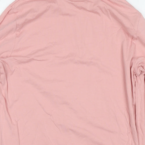 Lands' End Womens Pink Cotton Basic T-Shirt Size M Roll Neck