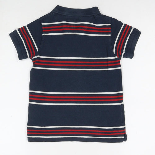 England Rugby Boys Blue Striped Cotton Basic Polo Size 8 Years Collared Pullover