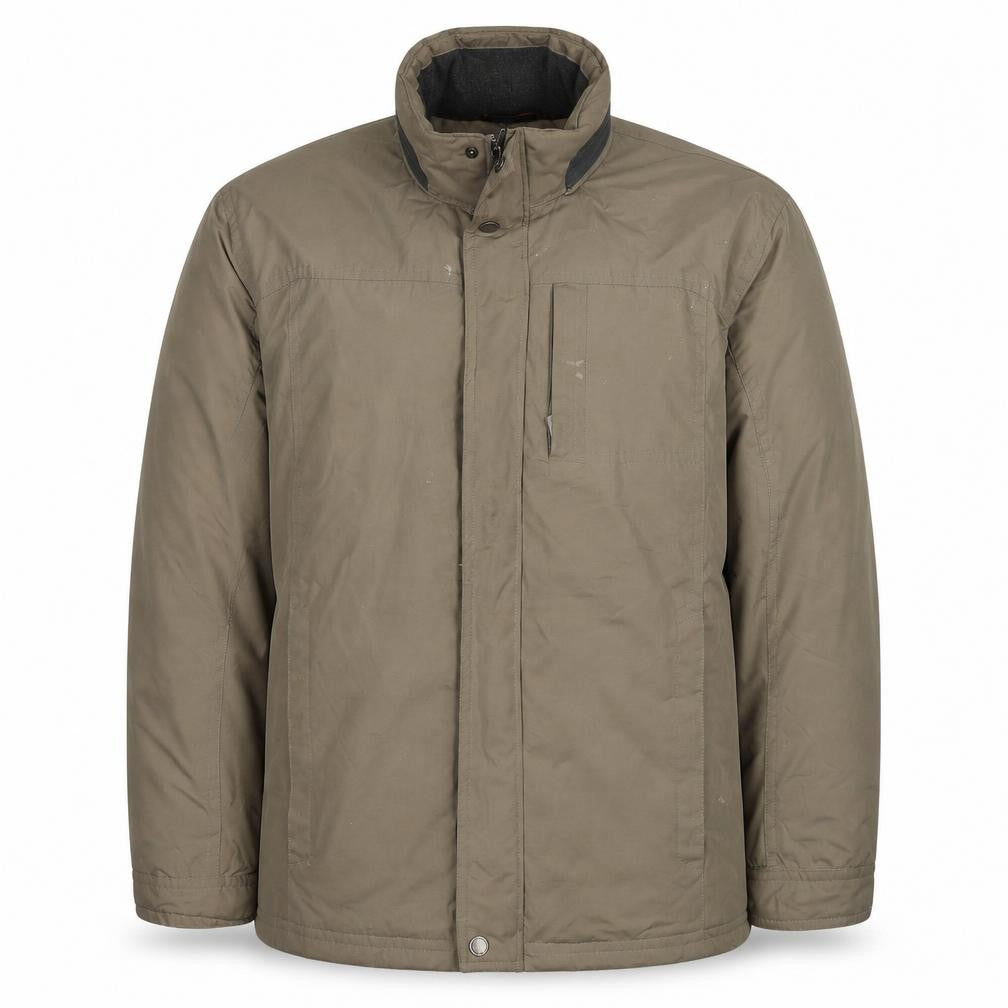 Front view of Atlantic Bay men’s brown jacket, size XL, zip