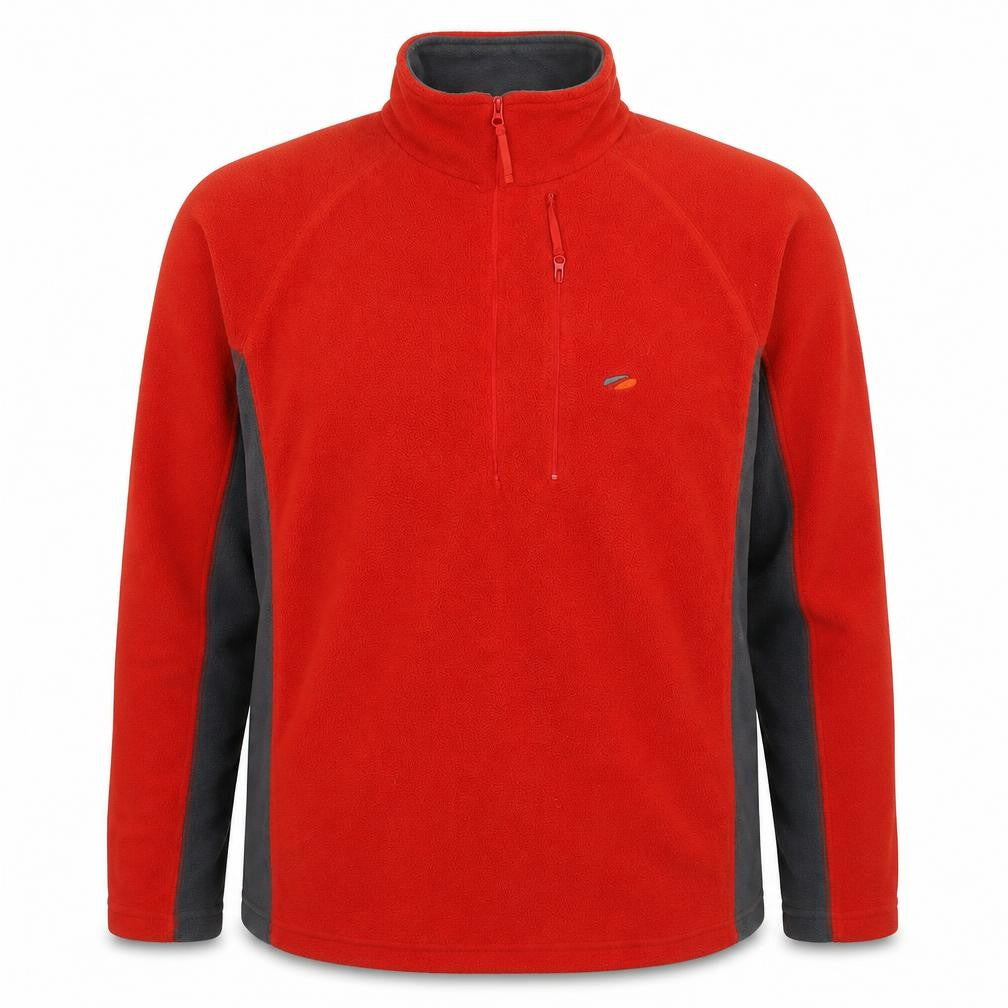 Front view of Mountain Life men’s red polyester pullover sweatshirt, size M