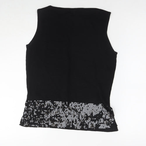 Episode Womens Black Wool Basic Tank Size M Round Neck - Sequin Detail