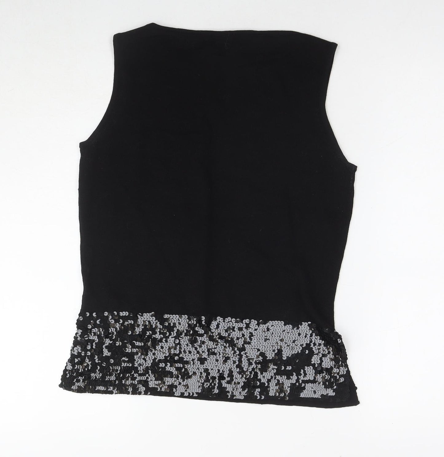 Episode Womens Black Wool Basic Tank Size M Round Neck - Sequin Detail
