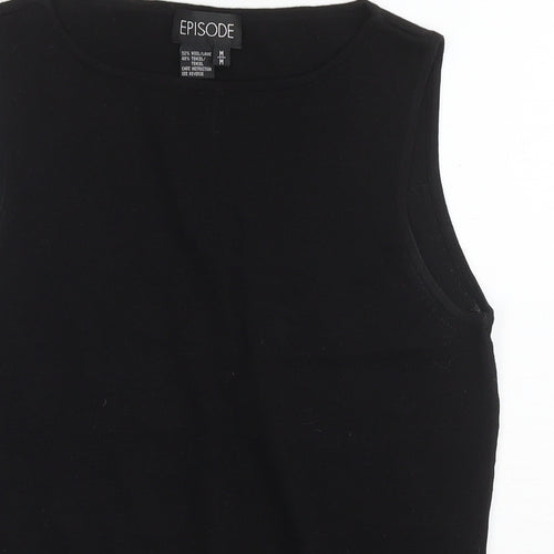 Episode Womens Black Wool Basic Tank Size M Round Neck - Sequin Detail