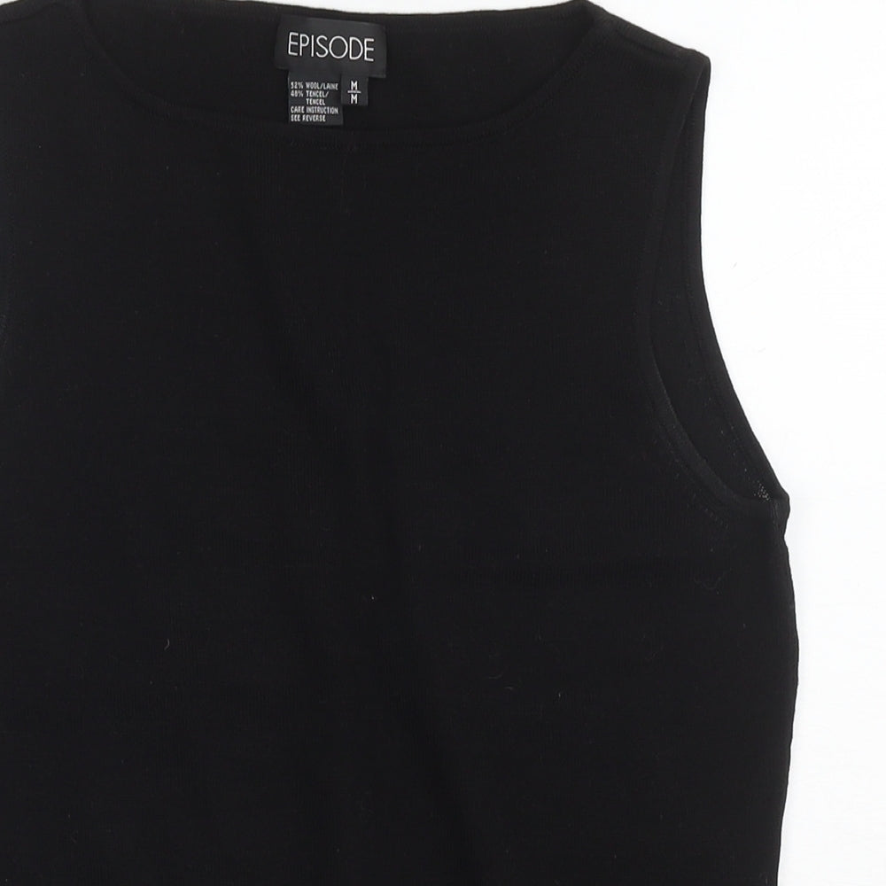 Episode Womens Black Wool Basic Tank Size M Round Neck - Sequin Detail
