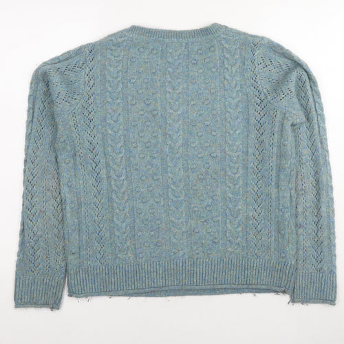 Fat Face Womens Blue Round Neck Nylon Pullover Jumper Size 10