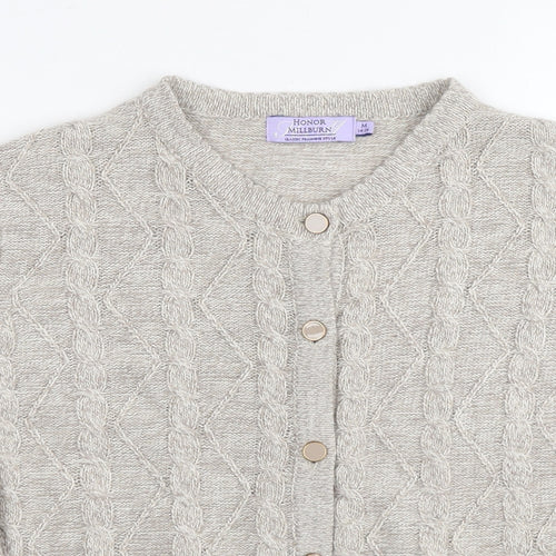 EWM Womens Beige Round Neck Acrylic Cardigan Jumper Size 14 - Size 14-16