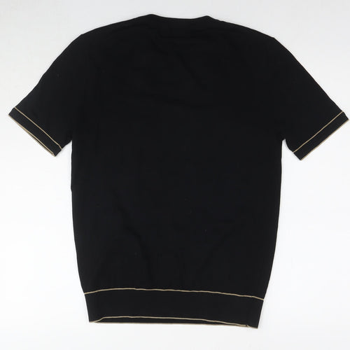 Autograph Mens Black Cotton T-Shirt Size S Round Neck