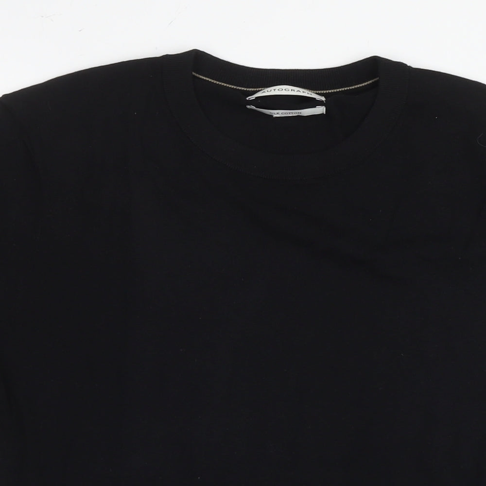 Autograph Mens Black Cotton T-Shirt Size S Round Neck