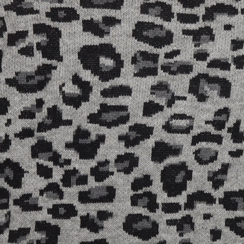 VERO MODA Womens Grey Round Neck Animal Print Acrylic Pullover Jumper Size XL - Leopard Print