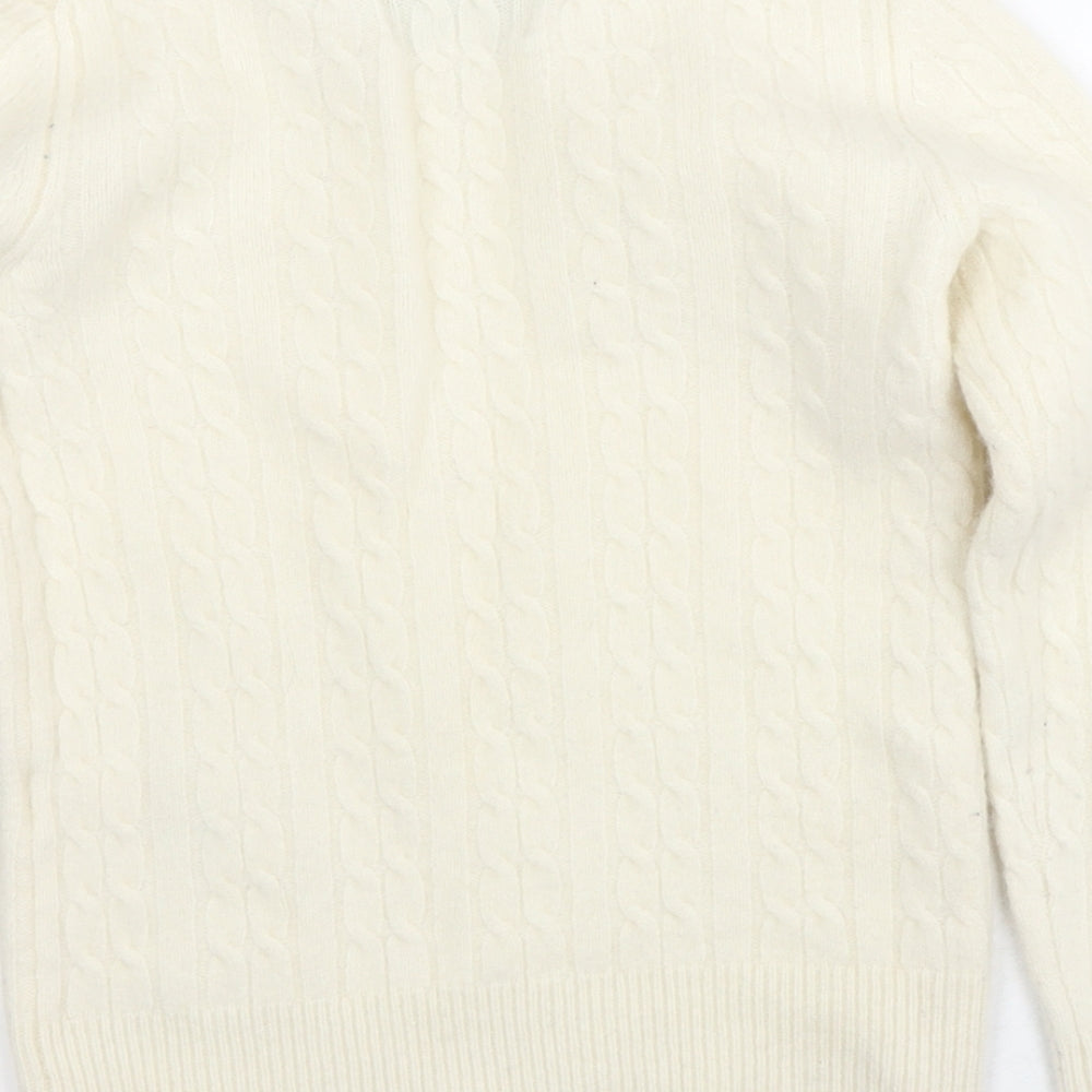 Jack Wills Womens White Round Neck Wool Pullover Jumper Size 6