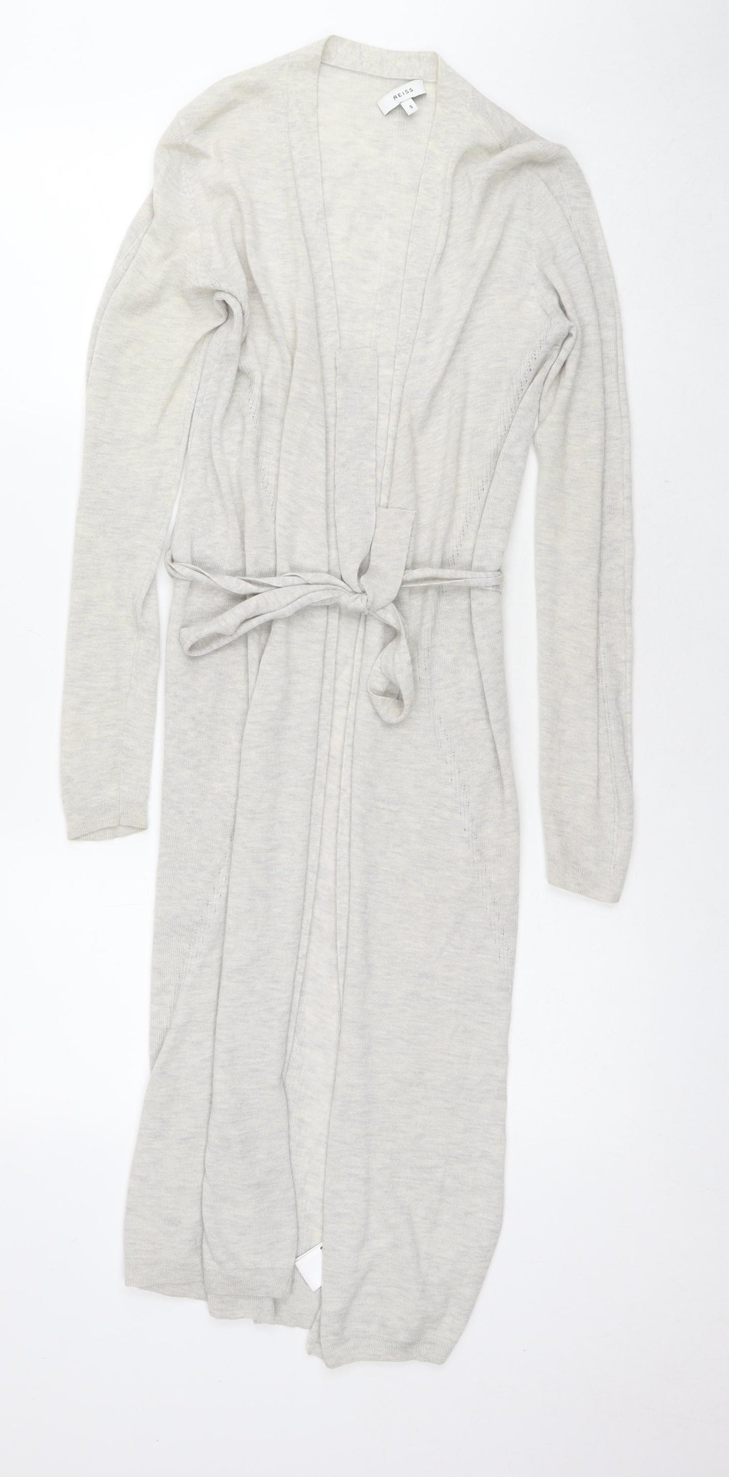 Reiss Womens Beige V-Neck Polyamide Cardigan Jumper Size S