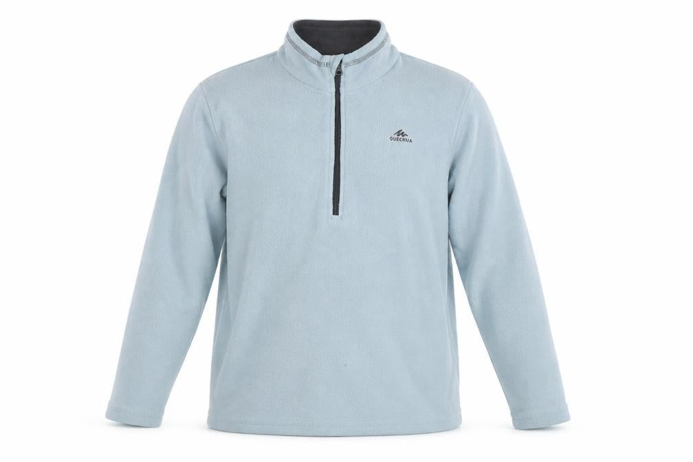 Front view of Quechua boys’ blue polyester pullover sweatshirt, size 14-15, years pullover