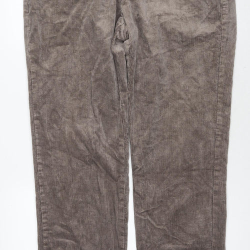 Marks and Spencer Mens Beige Cotton Trousers Size 36 in L33 in Regular Zip