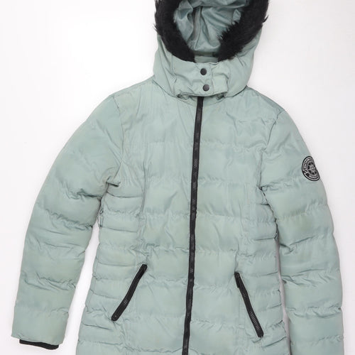 Brave Soul Womens Blue Quilted Jacket Size 10 Zip