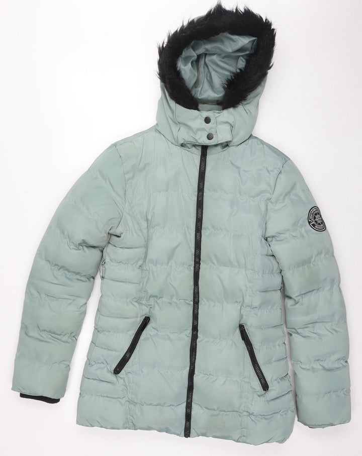 Brave Soul Womens Blue Quilted Jacket Size 10 Zip