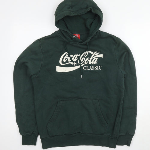 Coca-Cola Womens Green Cotton Pullover Hoodie Size S Pullover - Logo