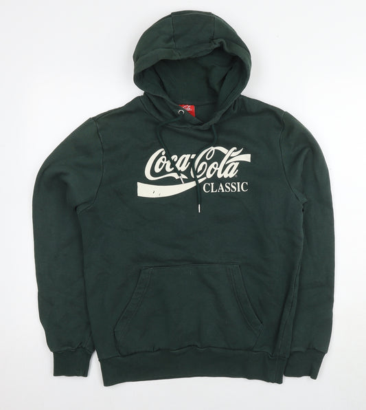 Coca-Cola Womens Green Cotton Pullover Hoodie Size S Pullover - Logo