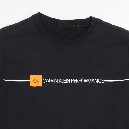 Calvin Klein Mens Black Cotton Pullover Sweatshirt Size M - Logo