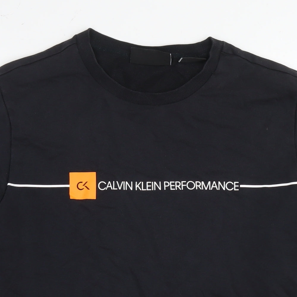 Calvin Klein Mens Black Cotton Pullover Sweatshirt Size M - Logo