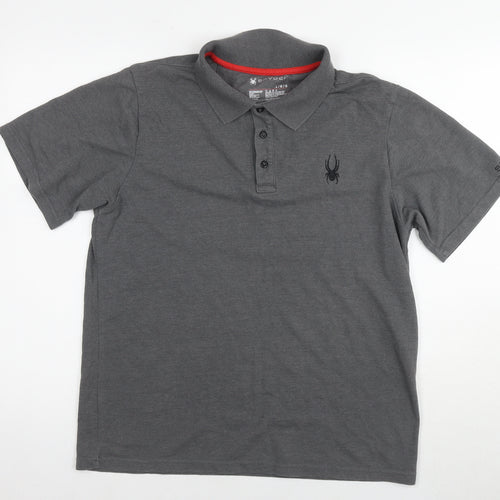 Spyder Mens Grey Cotton Polo Size L Collared Pullover