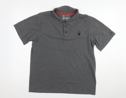 Spyder Mens Grey Cotton Polo Size L Collared Pullover