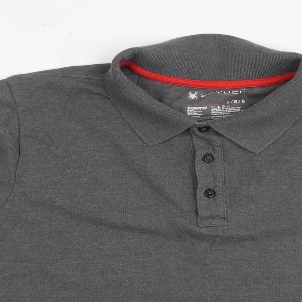 Spyder Mens Grey Cotton Polo Size L Collared Pullover