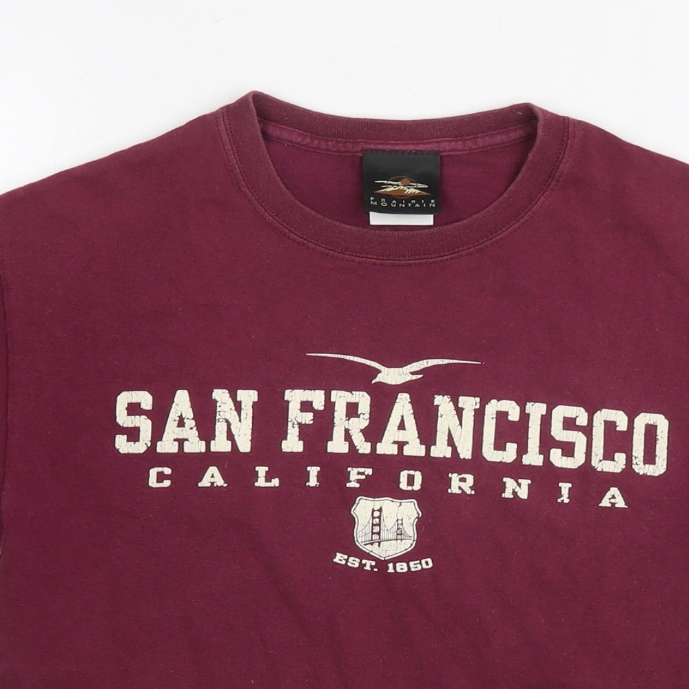 Prairie Mountain Mens Purple Cotton T-Shirt Size S Round Neck - San Francisco