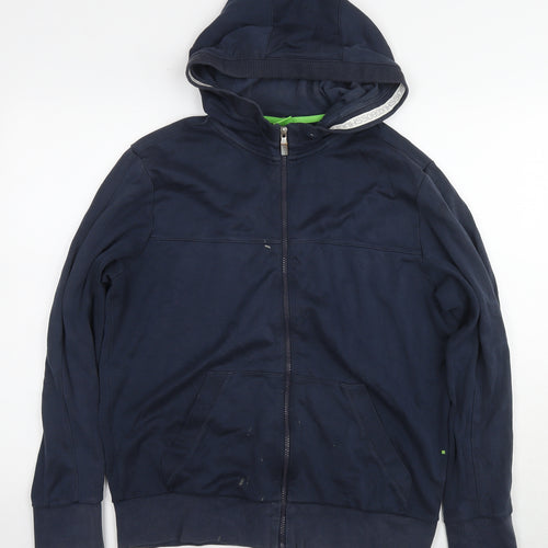 Boss Womens Blue Cotton Full Zip Hoodie Size L Zip