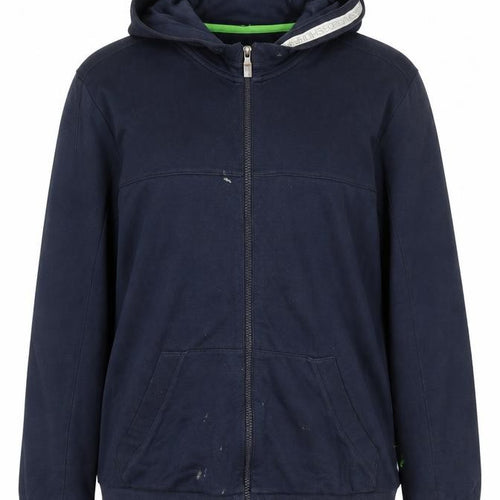 Boss Womens Blue Cotton Full Zip Hoodie Size L Zip