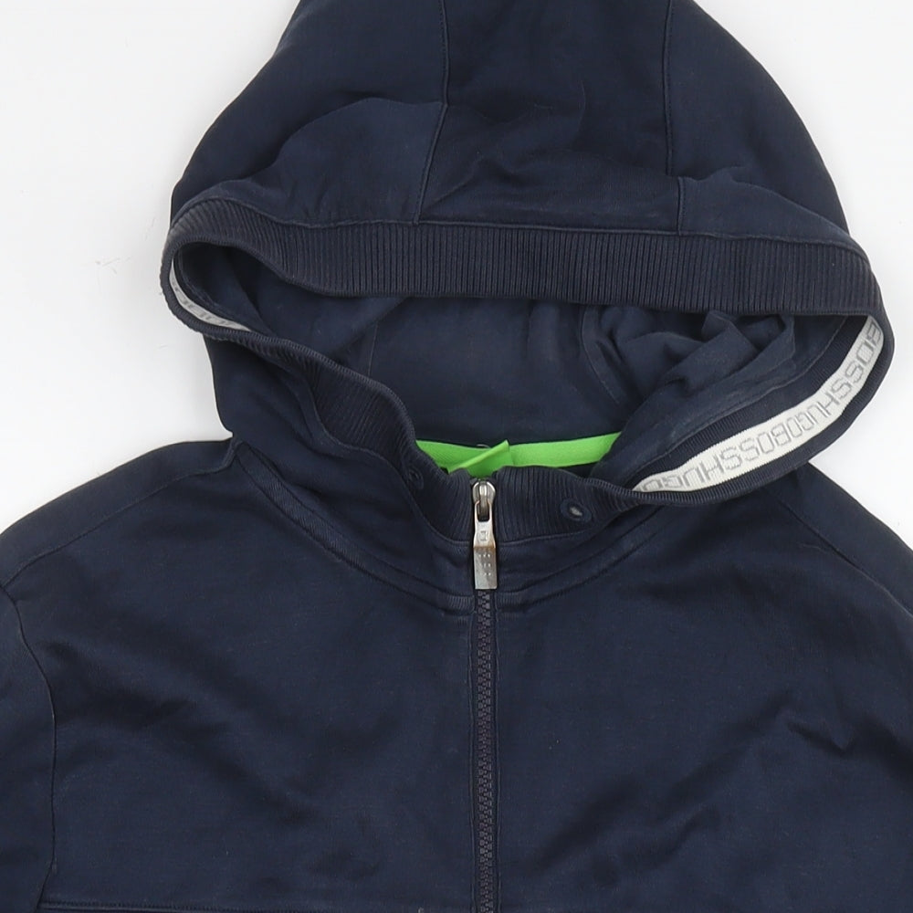 Boss Womens Blue Cotton Full Zip Hoodie Size L Zip