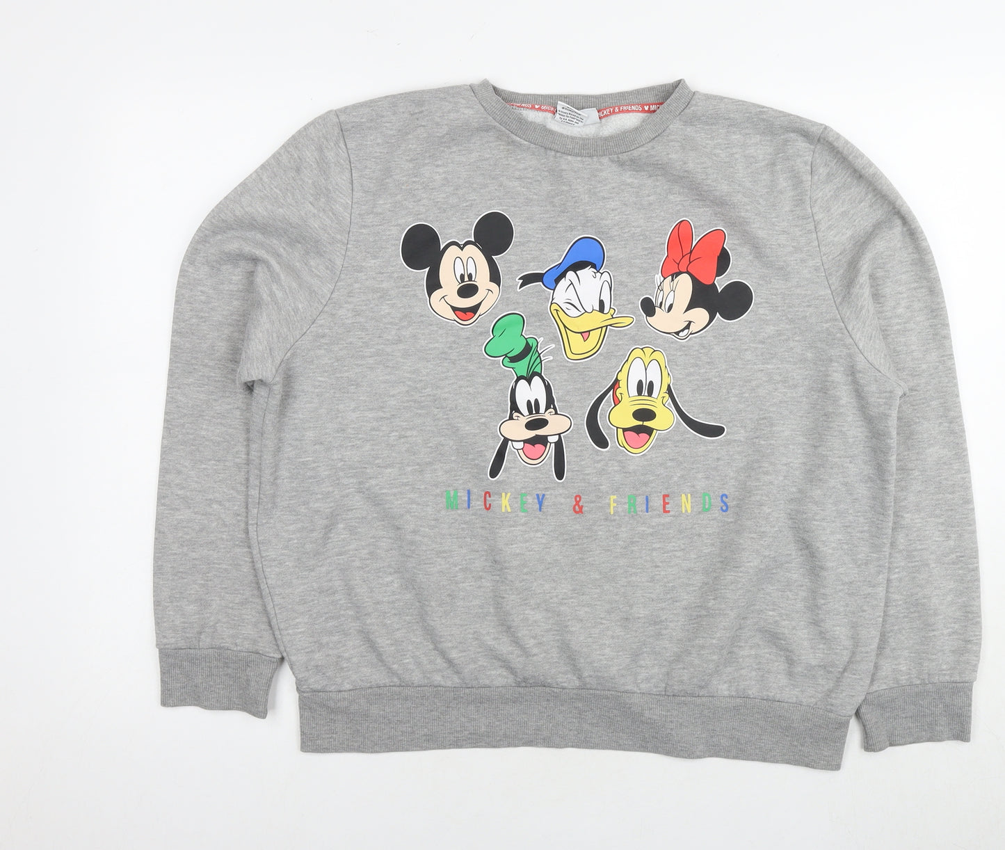 Disney Womens Grey Cotton Pullover Sweatshirt Size L Pullover - Mickey And Friends