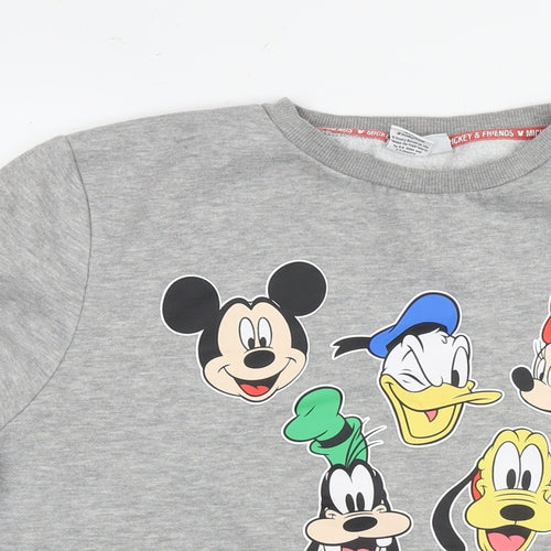 Disney Womens Grey Cotton Pullover Sweatshirt Size L Pullover - Mickey And Friends