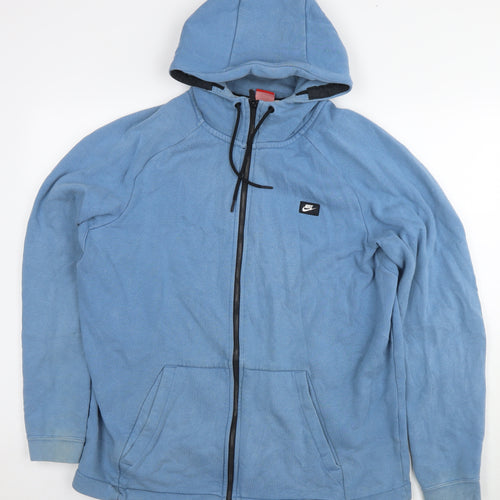 Nike Mens Blue Cotton Full Zip Hoodie Size XL