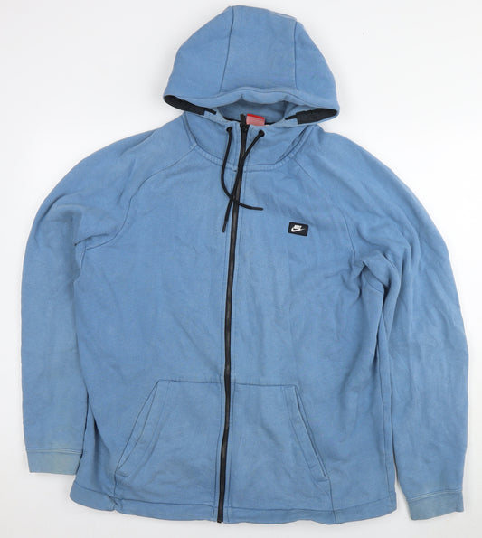 Nike Mens Blue Cotton Full Zip Hoodie Size XL