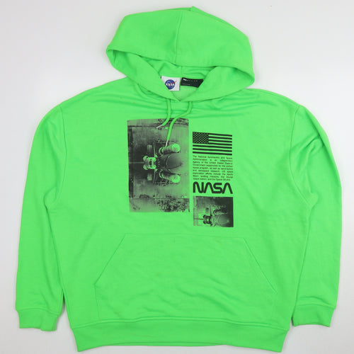 NASA Mens Green Cotton Pullover Hoodie Size L - NASA Rocket