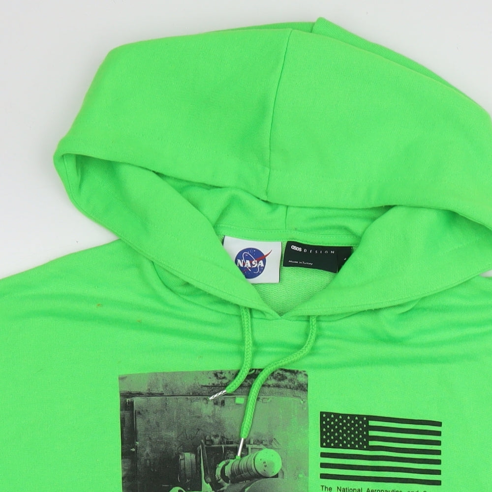 NASA Mens Green Cotton Pullover Hoodie Size L - NASA Rocket