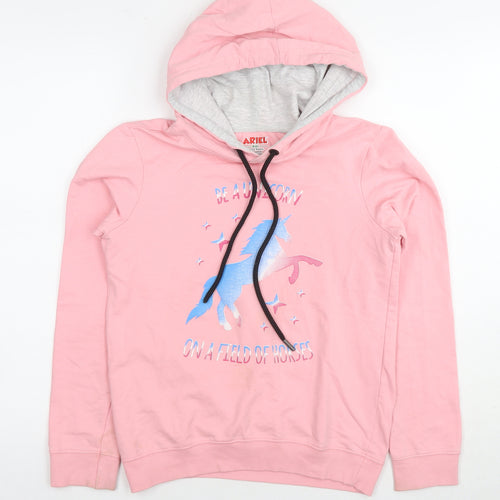 Ariel Girls Pink Cotton Pullover Hoodie Size 11-12 Years Pullover - Unicorn