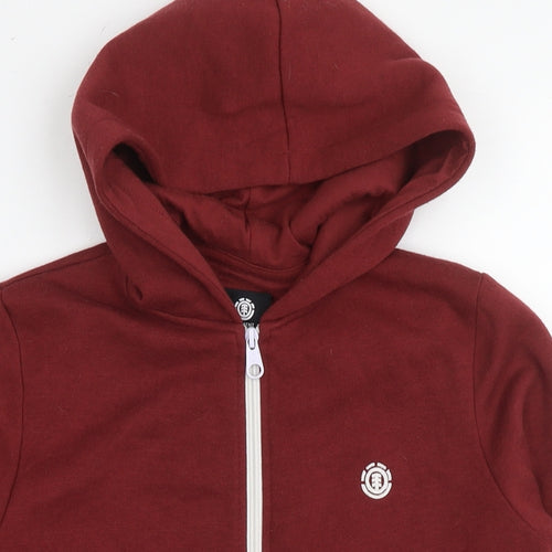 Element Boys Red Cotton Full Zip Hoodie Size 12 Years Zip