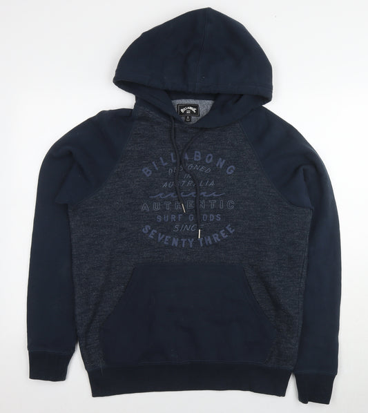 Billabong Mens Blue Cotton Pullover Hoodie Size M - Logo