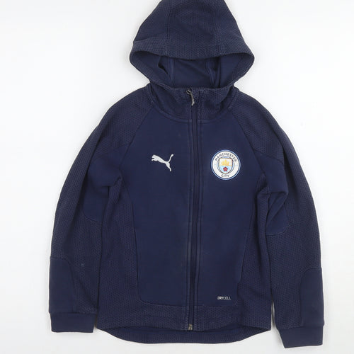 PUMA Boys Blue Cotton Pullover Hoodie Size 8-9 Years Zip - Manchester City FC