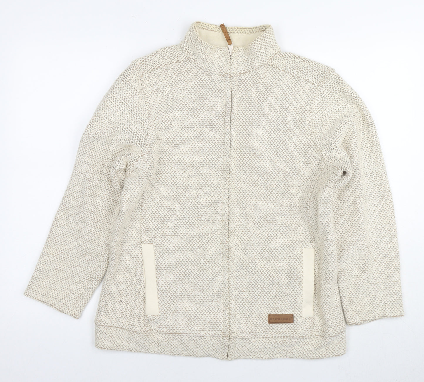Weird Fish Womens Beige Cotton Full Zip Sweatshirt Size 12 Pullover