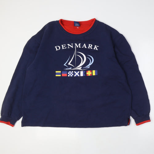 Stedman Men's Blue Nautical Pullover Sweatshirt L