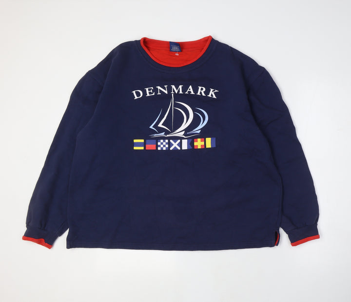 Stedman Men's Blue Nautical Pullover Sweatshirt L