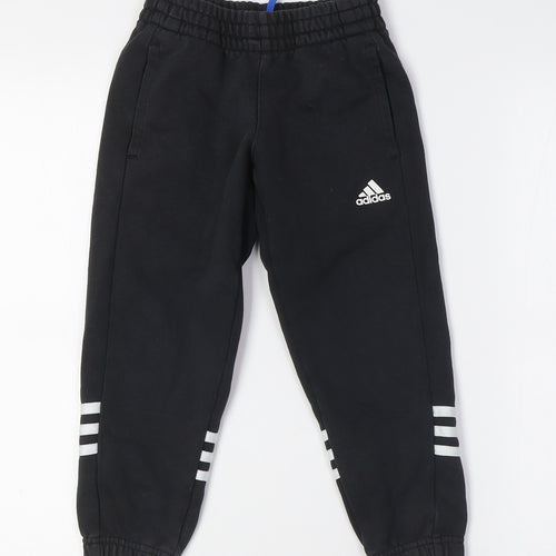 Adidas Boys Black Jogger Trousers with Side Stripe
