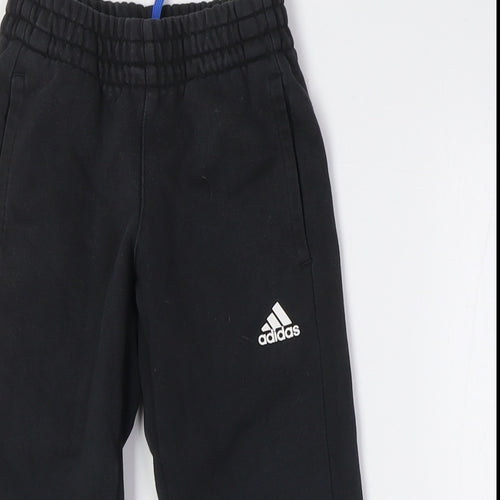 Adidas Boys Black Jogger Trousers with Side Stripe