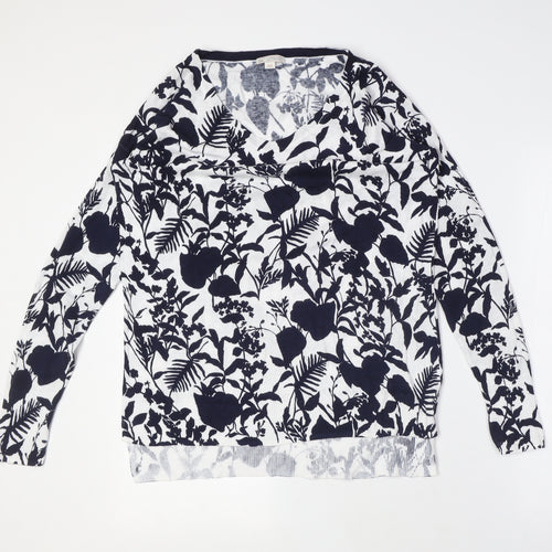 Women's Floral V-Neck Pullover Jumper, Size L