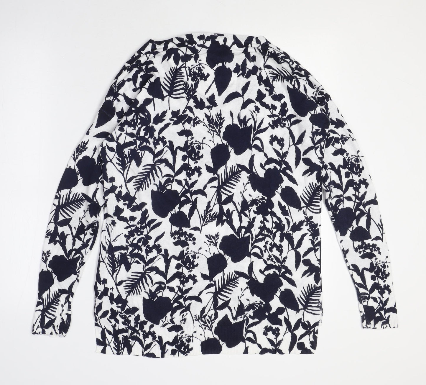 Women's Floral V-Neck Pullover Jumper, Size L